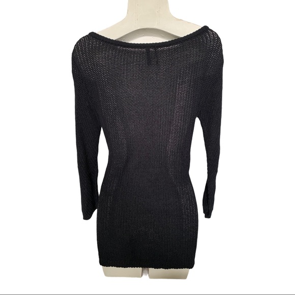 Guess Knit Sheer Black Sweater Sz Medium - Picture 3 of 9